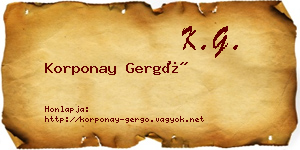 Korponay Gergő névjegykártya